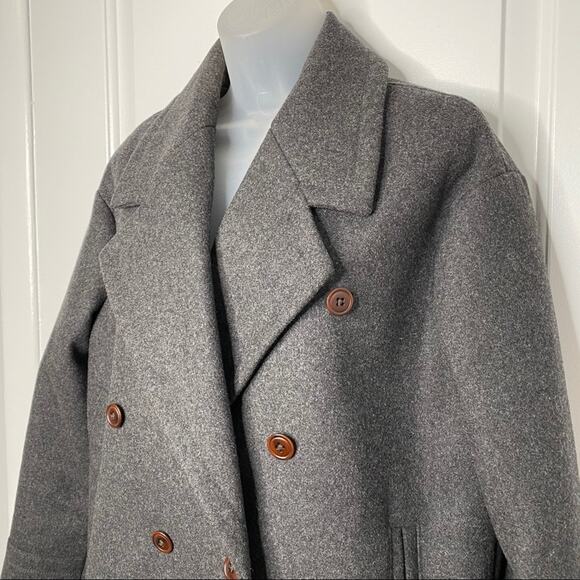 J. Crew Melton Wool Peacoat Gray Short Winter Jacket Double Breasted Coat - Picture 2 of 10